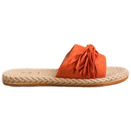 SHELOVET Ciabatte Con Frange arancia