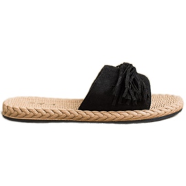 SHELOVET Ciabatte Con Frange nero