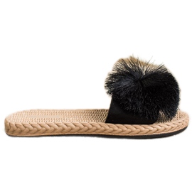Bestelle Ciabatte Con Pompon nero