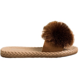 Bestelle Ciabatte Con Pompon marrone
