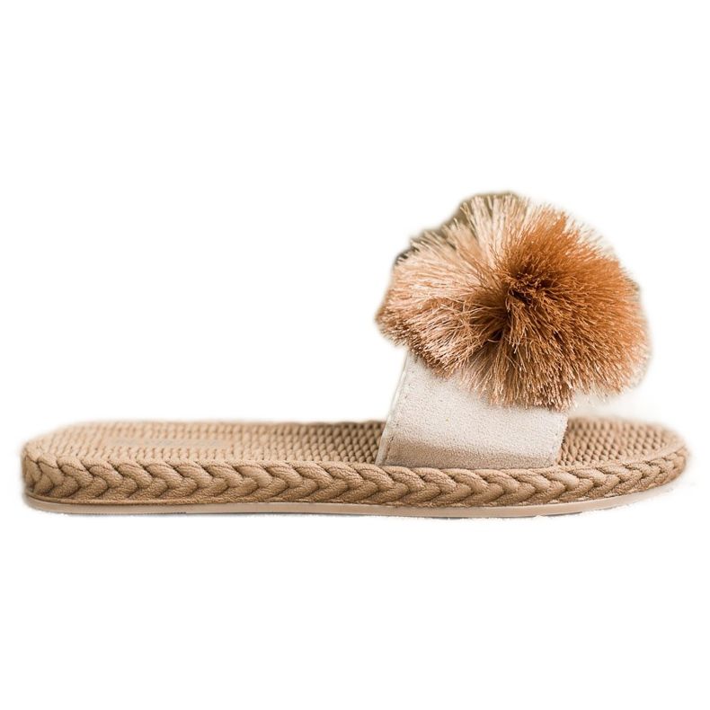 Bestelle Ciabatte Con Pompon beige marrone