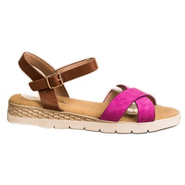 SHELOVET Sandali casual con fibbia marrone rosa