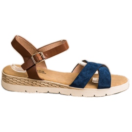 SHELOVET Sandali casual con fibbia marrone blu