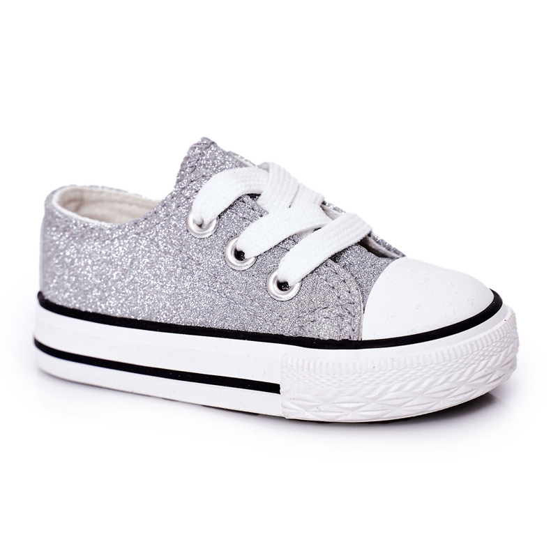 Sneaker argento glitter per bambini 888-1b d'argento