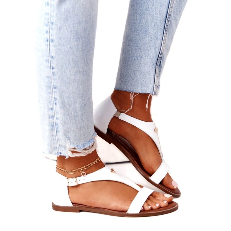 Sandali in pelle da donna Nicole 2648 White Metallic bianca