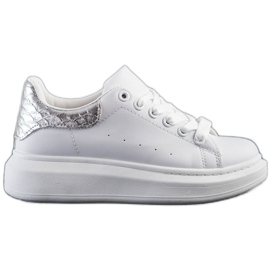 Weide Sneakers Con Inserto Argento bianca