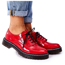 Oxford da donna Maciejka 04087-08 Scarpe in pelle rosse rosso