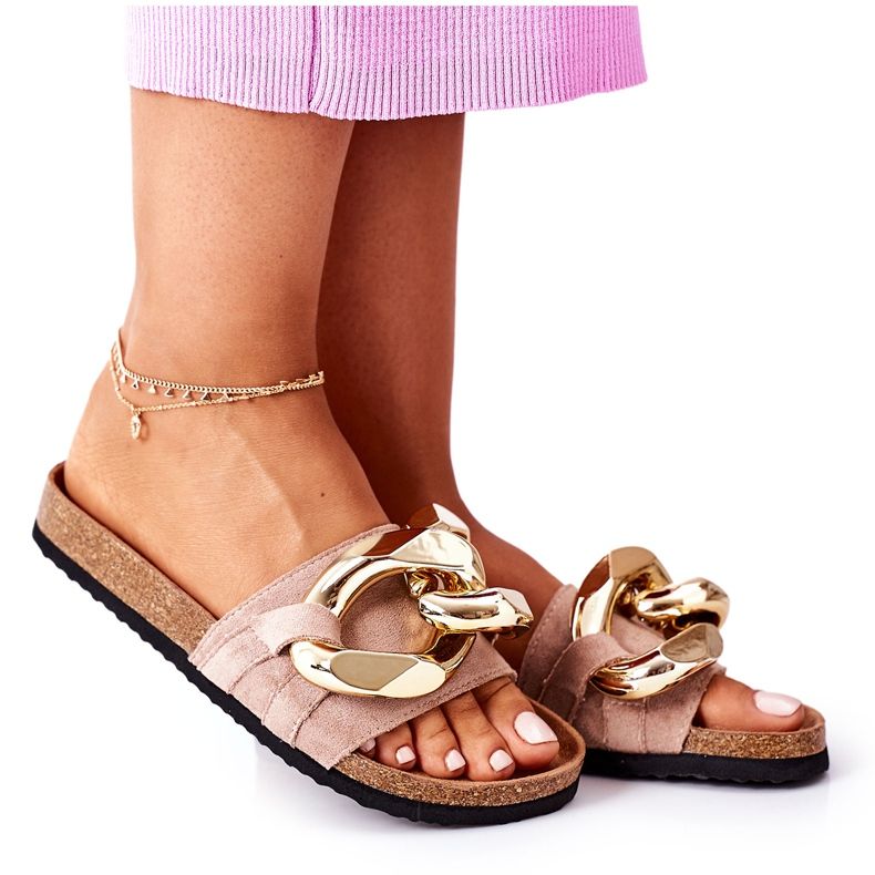 S.Barski Ciabatte In Sughero Con Catena S. Barski SB001 Beige