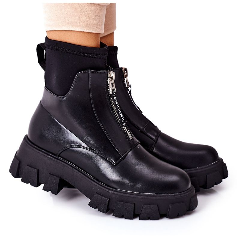 PS1 Stivali da donna da lavoro con cerniera Black Cheers nero