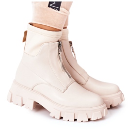 PS1 Stivali Da Donna Da Lavoro Con Cerniera Beige Cheers