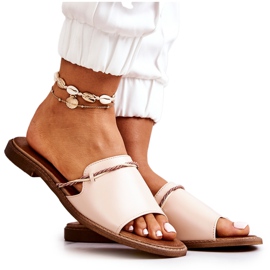 Infradito in pelle di Lewski Shoes, Beige
