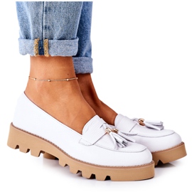 Mocassini in pelle Lewski Shoes 3053 Bianco