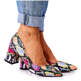 Décolleté in pelle con motivo a pelle di serpente Lewski Shoes 2801 Colorful multicolore