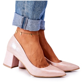 Décolleté in raso con motivo animalier Lewski Shoes 2801 Rosa
