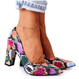 Décolleté in pelle con motivo a pelle di serpente Lewski Shoes 2453 Colorful multicolore