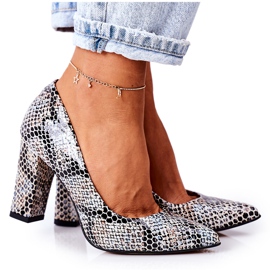 Décolleté in pelle con motivo animalier Lewski Shoes 2453 Nero-Blu