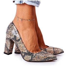 Décolleté in pelle con motivo animalier Lewski Shoes 2453 Nero-Beige