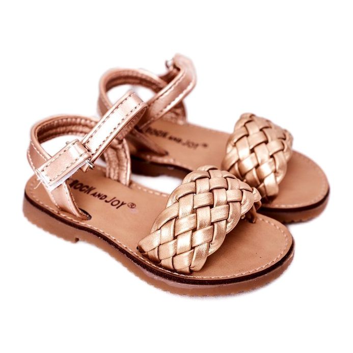 FR1 Sandali Per Bambini Con Intrecciato Oro Rosa 283-2B Bailly d'oro
