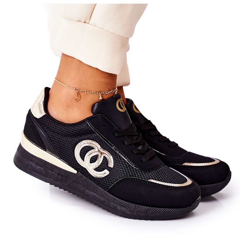 PE1 Scarpe Sportive da Donna Sneakers Nere e Oro Under Control nero d'oro