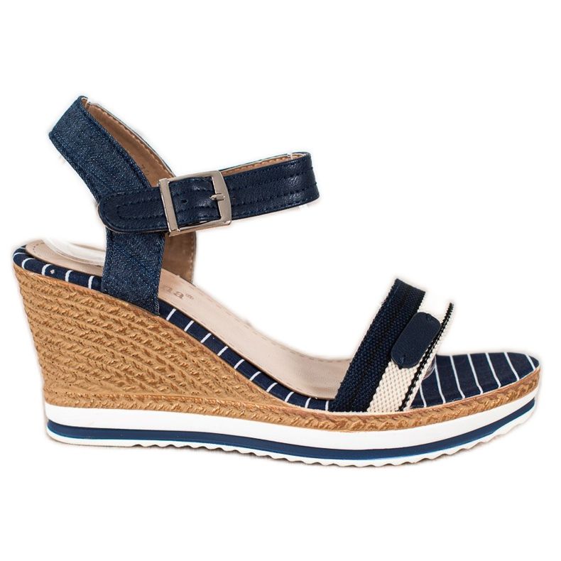 SHELOVET Sandali con zeppa blu navy