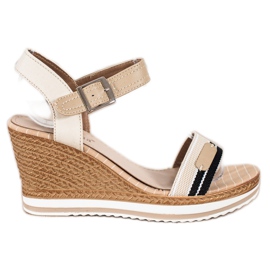 SHELOVET Sandali con zeppa beige