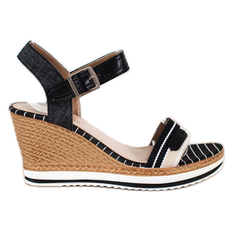 SHELOVET Sandali con zeppa nero