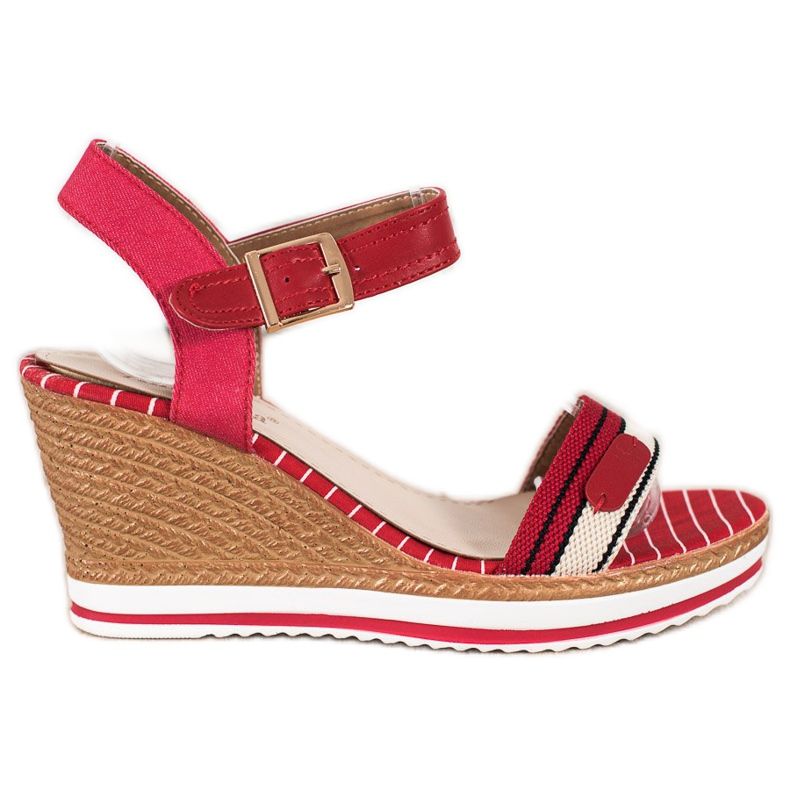 SHELOVET Sandali con zeppa rosso