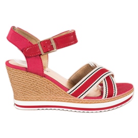 SHELOVET Sandali con zeppa rosso