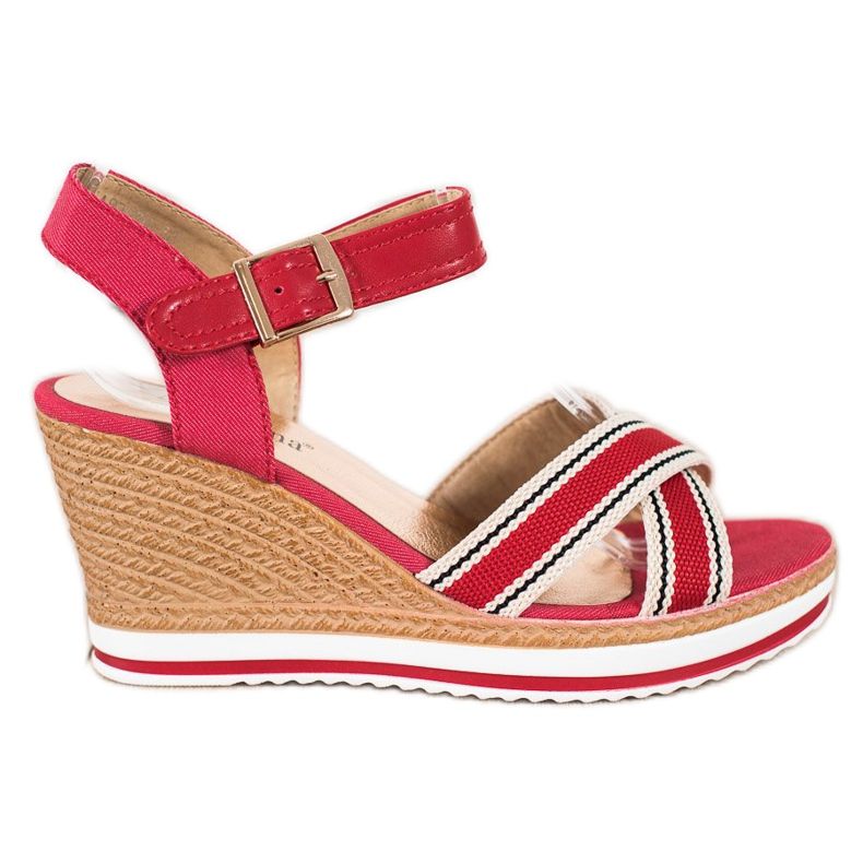 SHELOVET Sandali con zeppa rosso