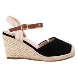Cm Paris Espadrillas in pelle scamosciata sulla zeppa beige nero