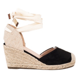 Cm Paris Espadrillas annodate su zeppa beige nero