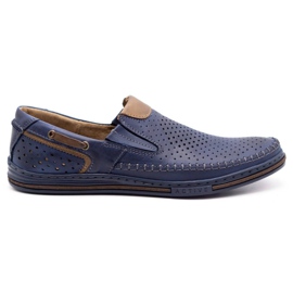 Polbut Scarpe da uomo in pelle 09 per l'estate Blu navy con marrone