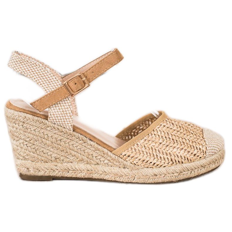 Sweet Shoes Espadrillas traforate sulla zeppa beige marrone
