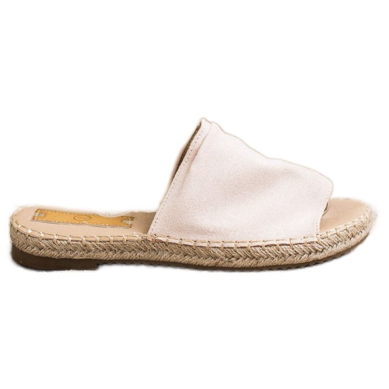 SHELOVET Pantofole classiche in pelle scamosciata beige