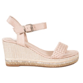 SHELOVET Sandali con zeppa intrecciata beige