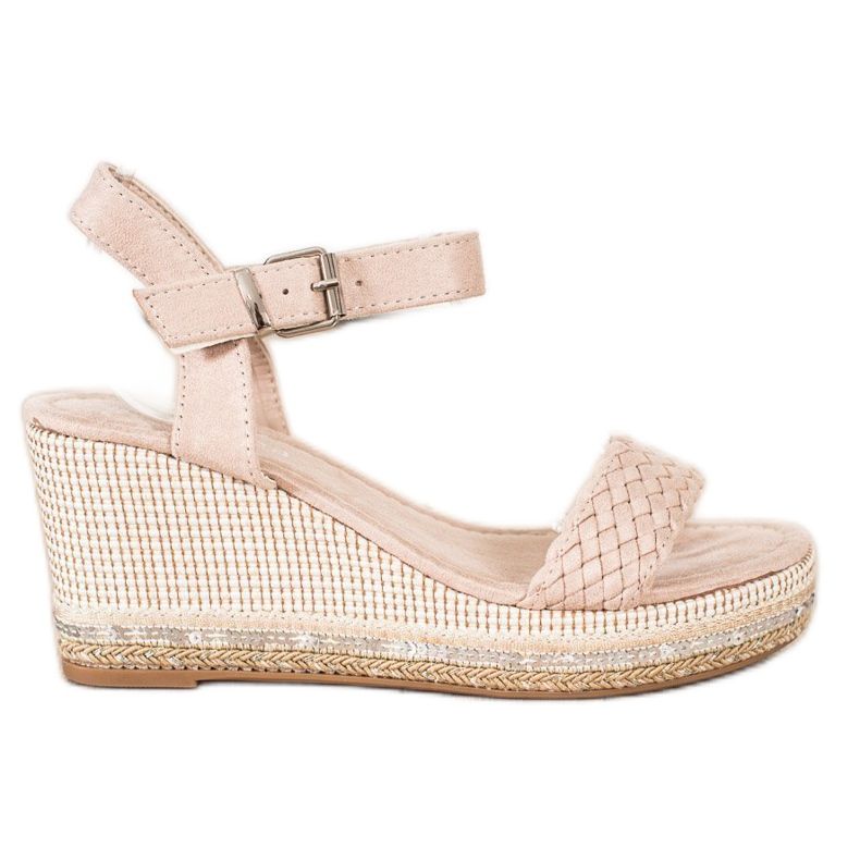 SHELOVET Sandali con zeppa intrecciata beige