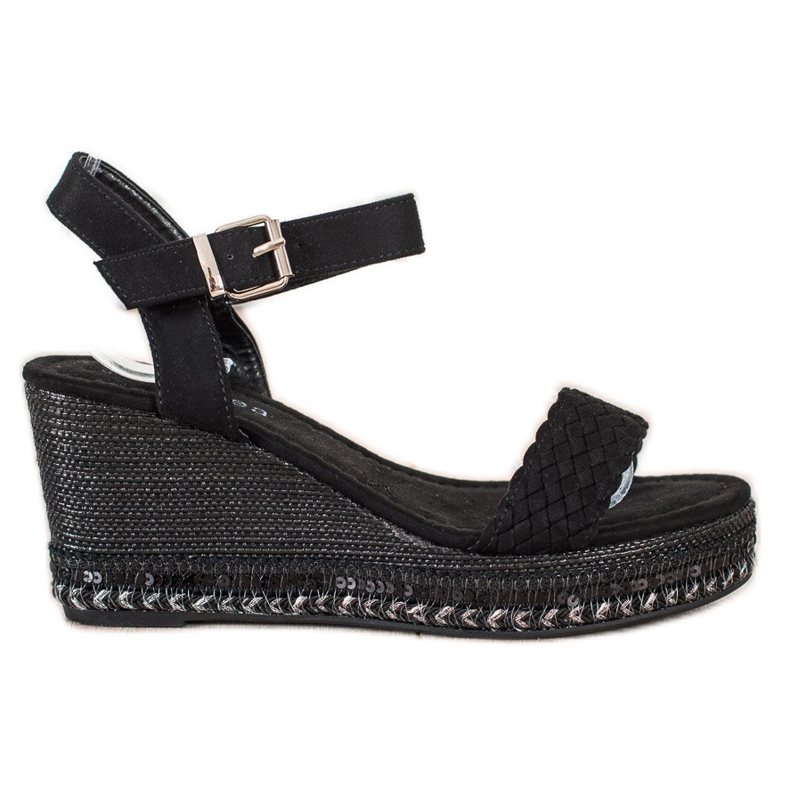 SHELOVET Sandali con zeppa intrecciata nero