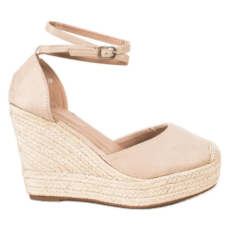 Queentina Espadrillas alla moda su una zeppa alta beige