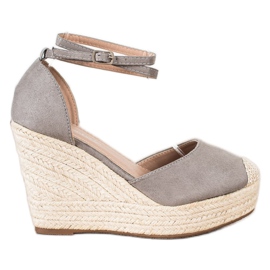 Queentina Espadrillas alla moda su una zeppa alta grigio