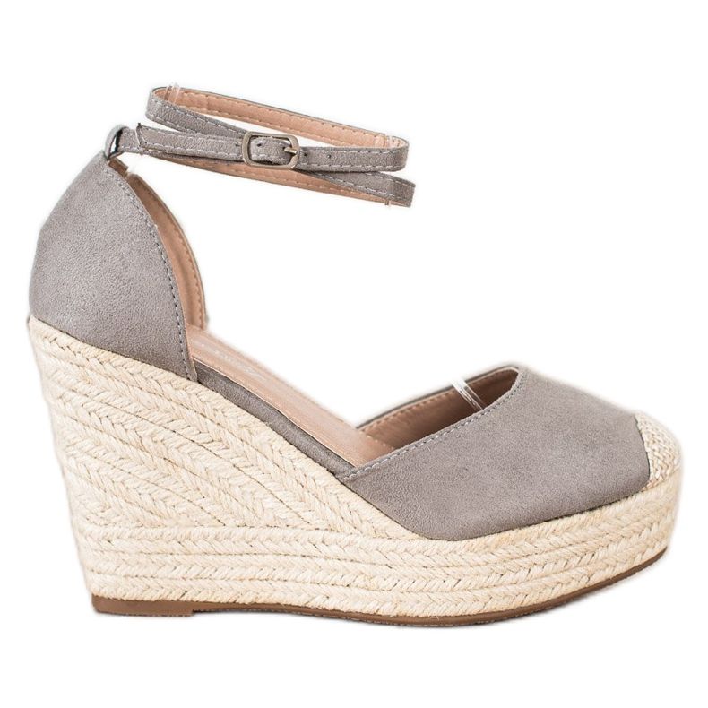 Queentina Espadrillas alla moda su una zeppa alta grigio
