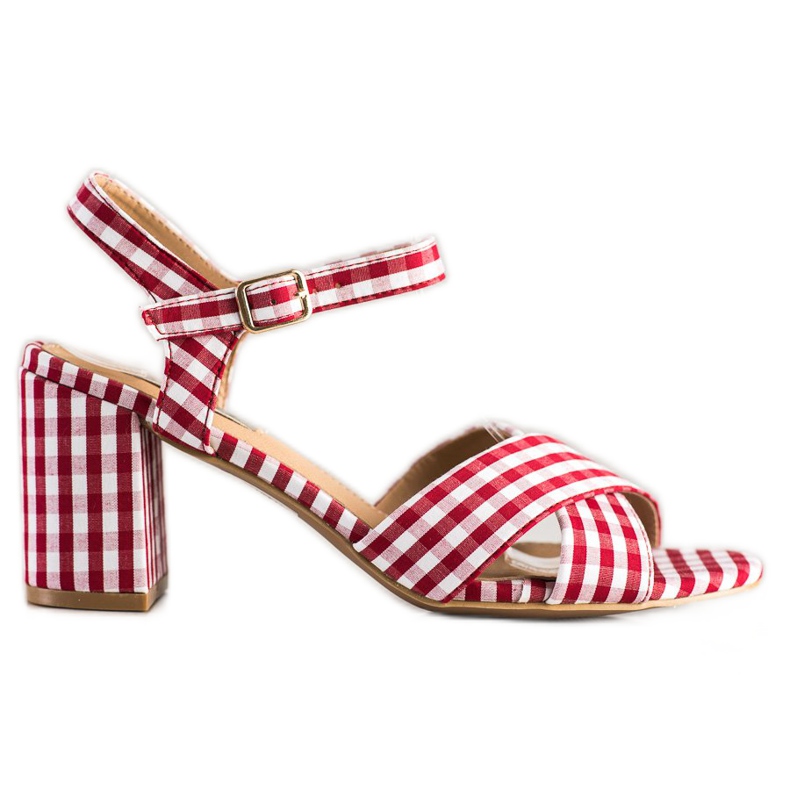 SHELOVET Sandali a scacchi alla moda rosso