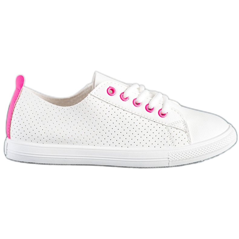 SHELOVET Sneakers Traforate Con Ecopelle bianca