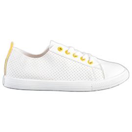 SHELOVET Sneakers Traforate Con Ecopelle bianca
