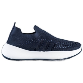 Renda Sneakers Slip-on Con Cristalli blu