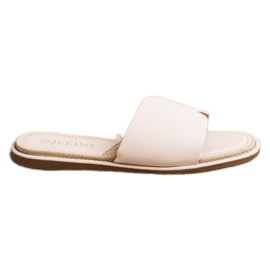 SHELOVET Eleganti pantofole in ecopelle beige
