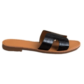SHELOVET Pantofole classiche in ecopelle nera nero