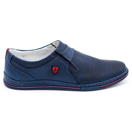 Polbut Scarpe da uomo in pelle 362, traforate, blu navy