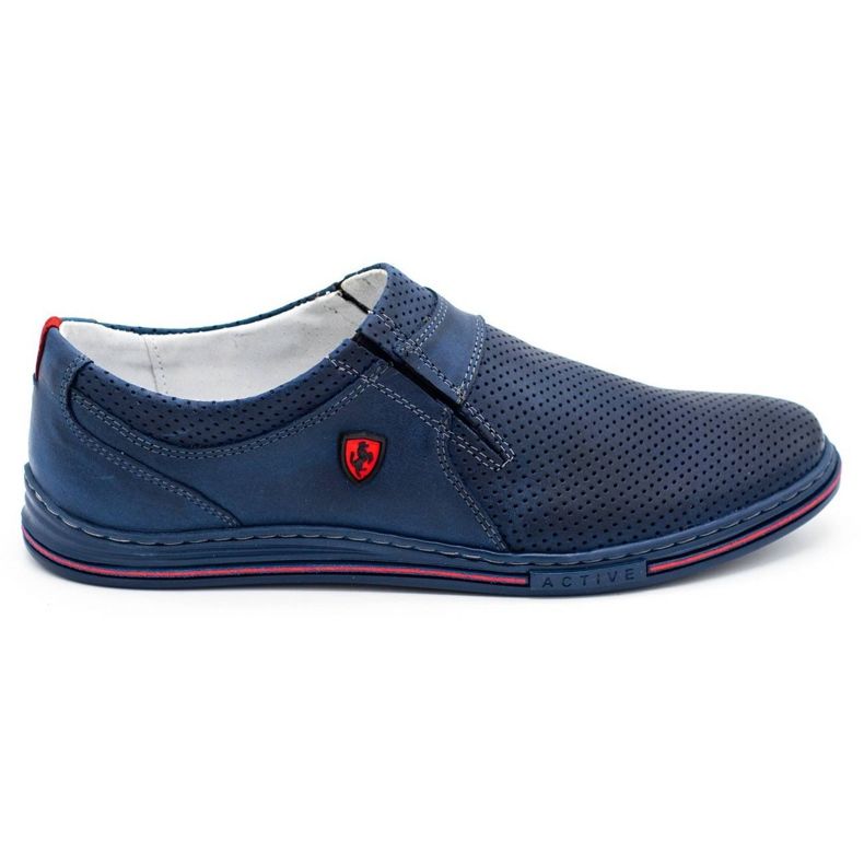 Polbut Scarpe da uomo in pelle 362, traforate, blu navy