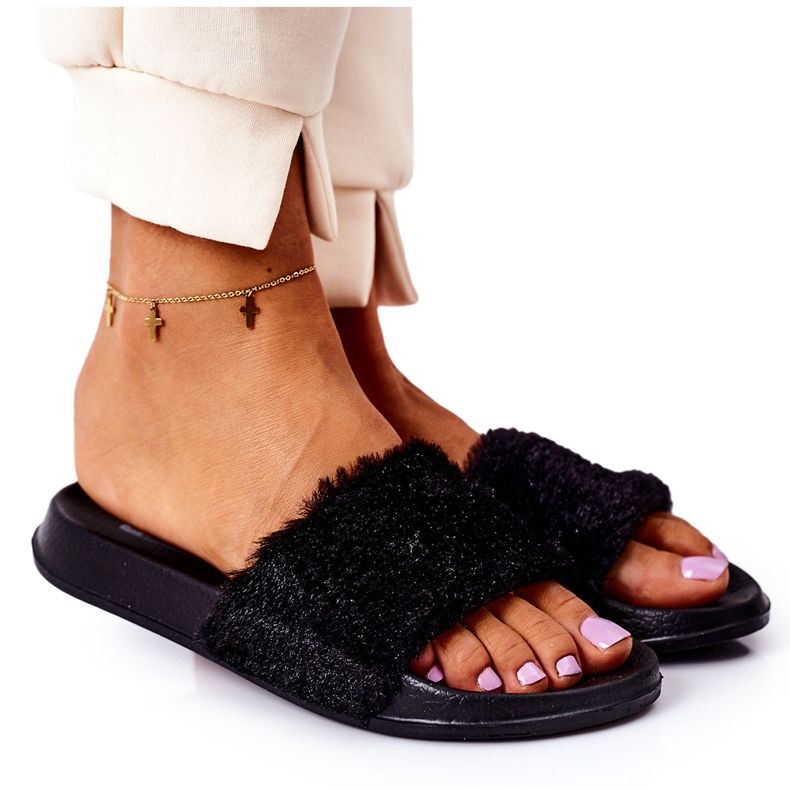 PE1 Pantofole In Gomma Con Pelliccia Nero Smeriglio