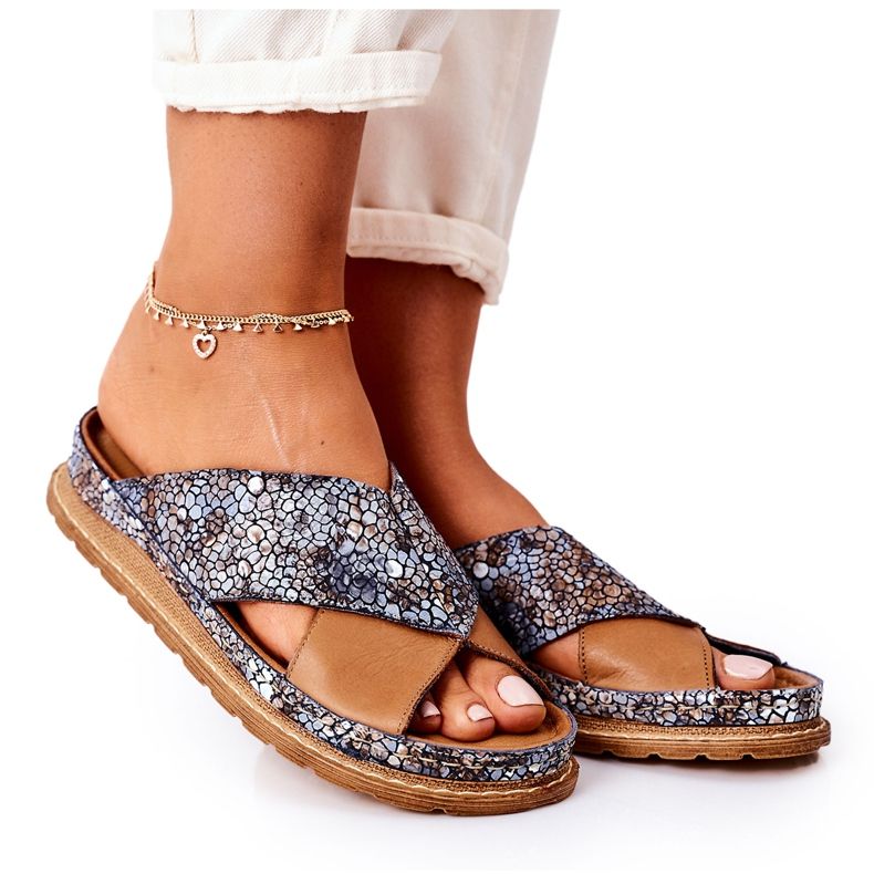 Pantofole in pelle profilate Maciejka 04986-02 Marrone